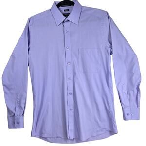 Marquis Signature Men Large 15-15.5 Slim Fit Lavender Dress Shirt Long Sleeve
